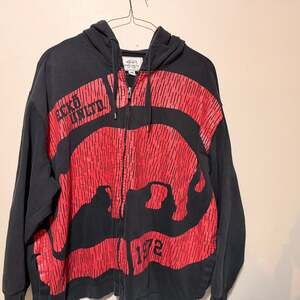 Vintage Ecko Unltd Y2K Red and Black Full Zip Hoodie Rhino Logo Size 4XB